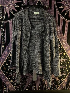 Gray Open-Front Knit Women's Sweater Cardigan